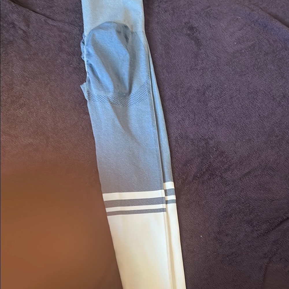 Blue and White Striped Leggings